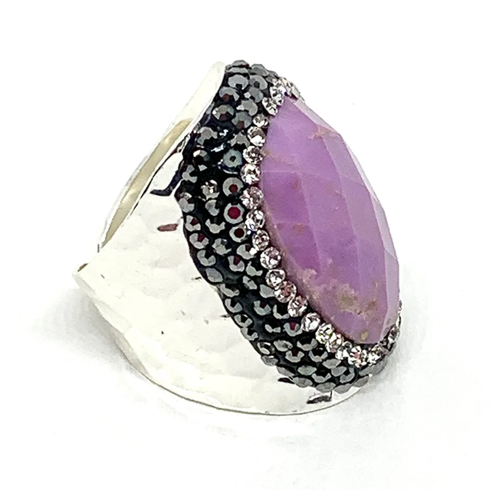 Hypnochic Bague Argenté Strass Pierre Mohave Ajustable