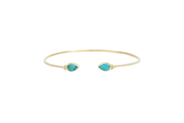 Leticia Ponti Mara jonc plaqué or turquoise ajustable