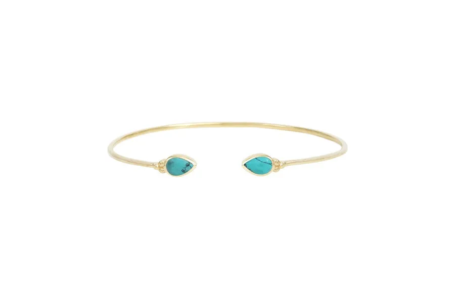 Leticia Ponti Mara jonc plaqué or turquoise ajustable