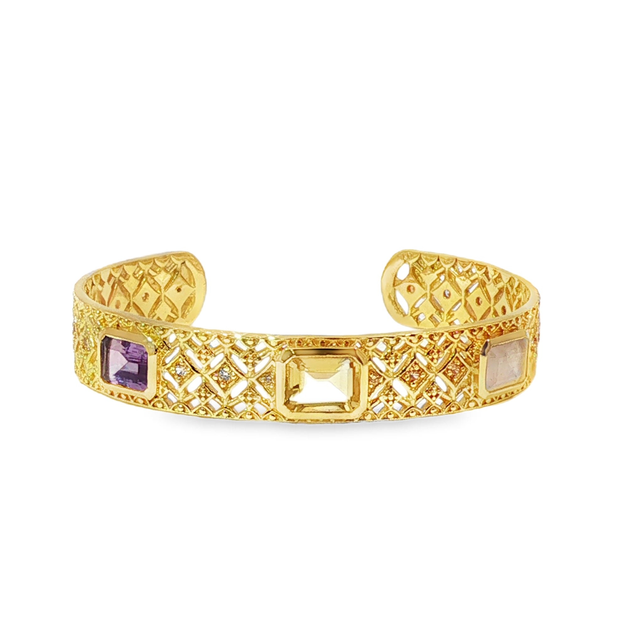 Leticia Ponti Eugénie manchette citrine plaqué or réglable