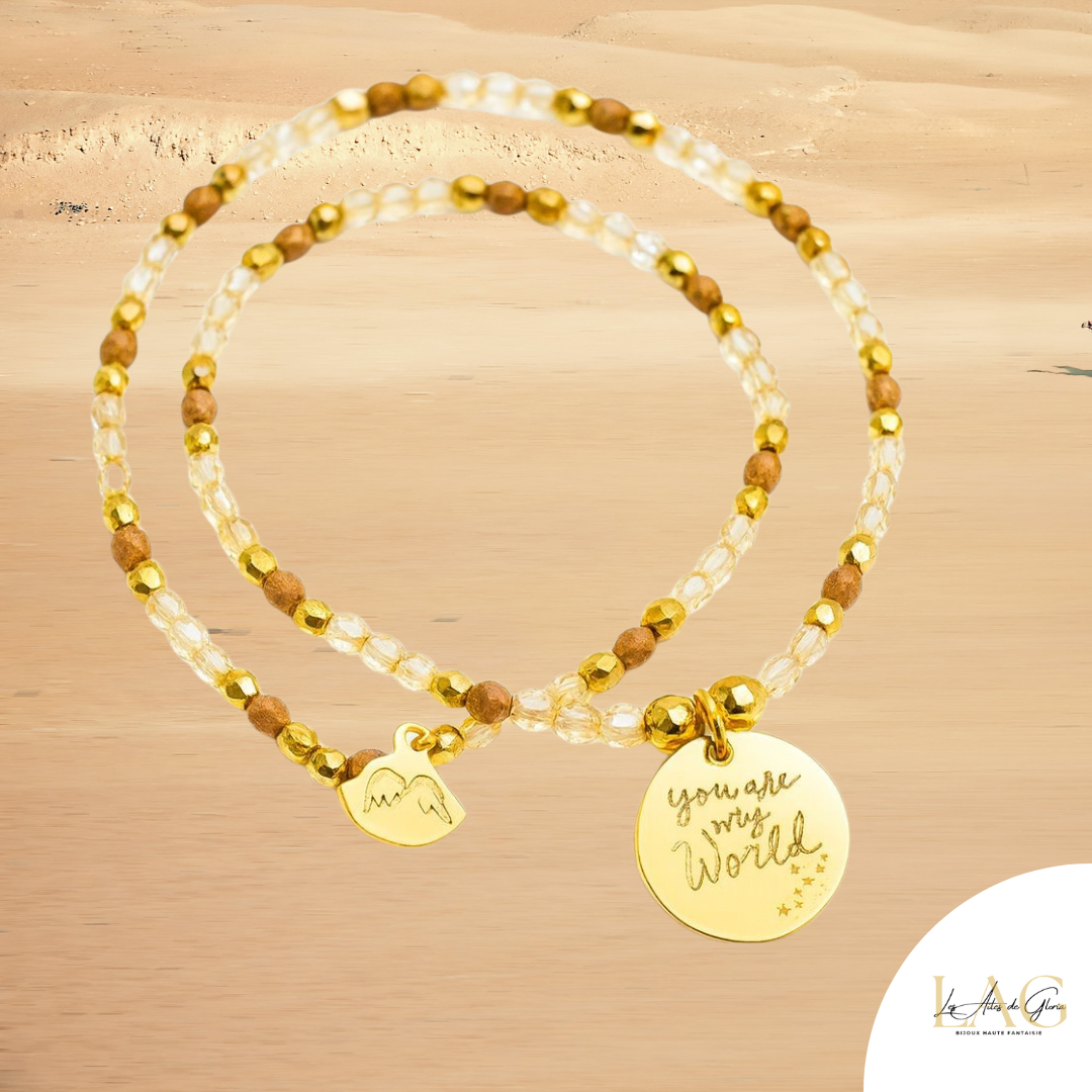 Les Ailes de Gloria Mantra Bracelet Amor Amor gravé