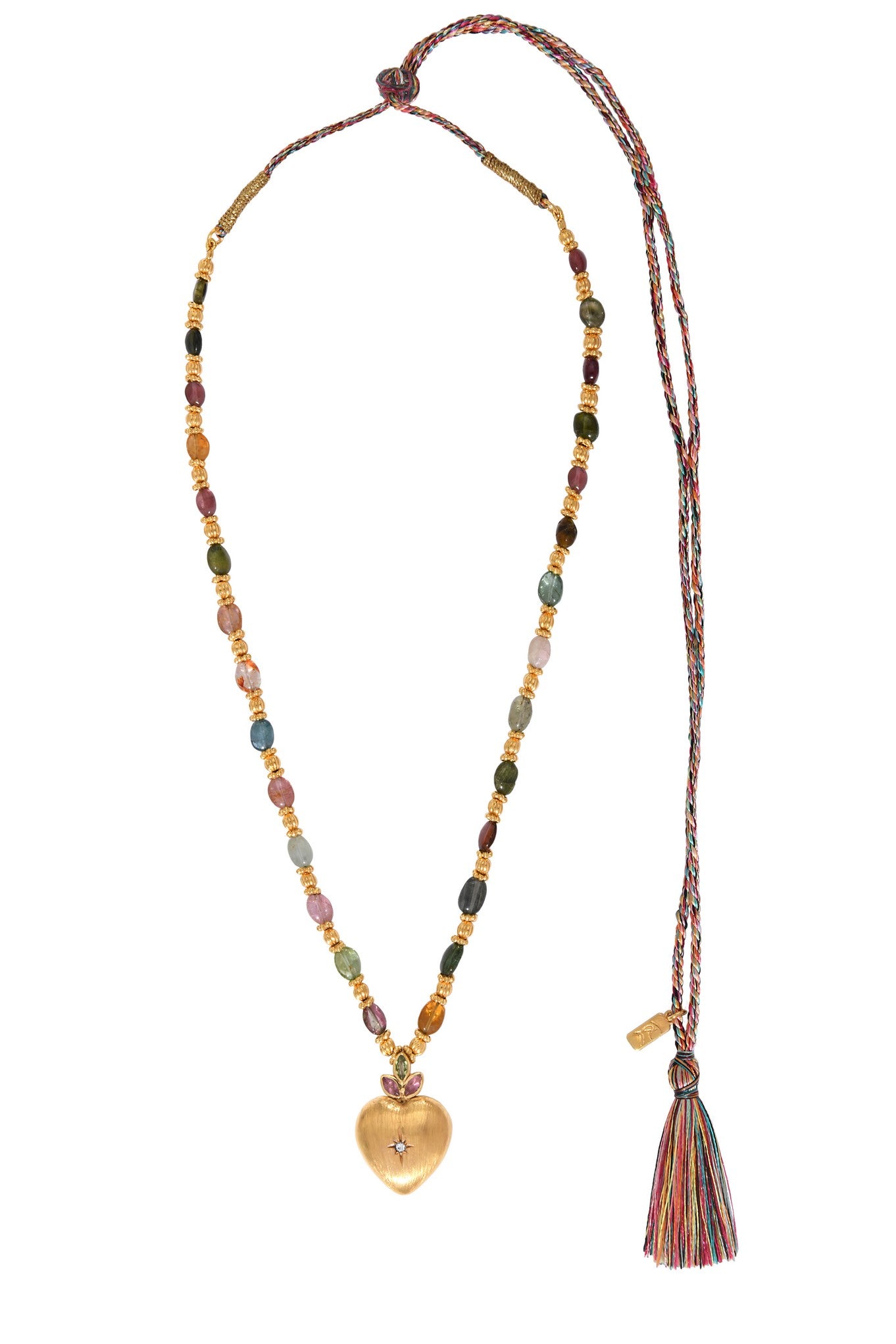 Leticia Ponti Heart sautoir tourmalines coeur plaqué or