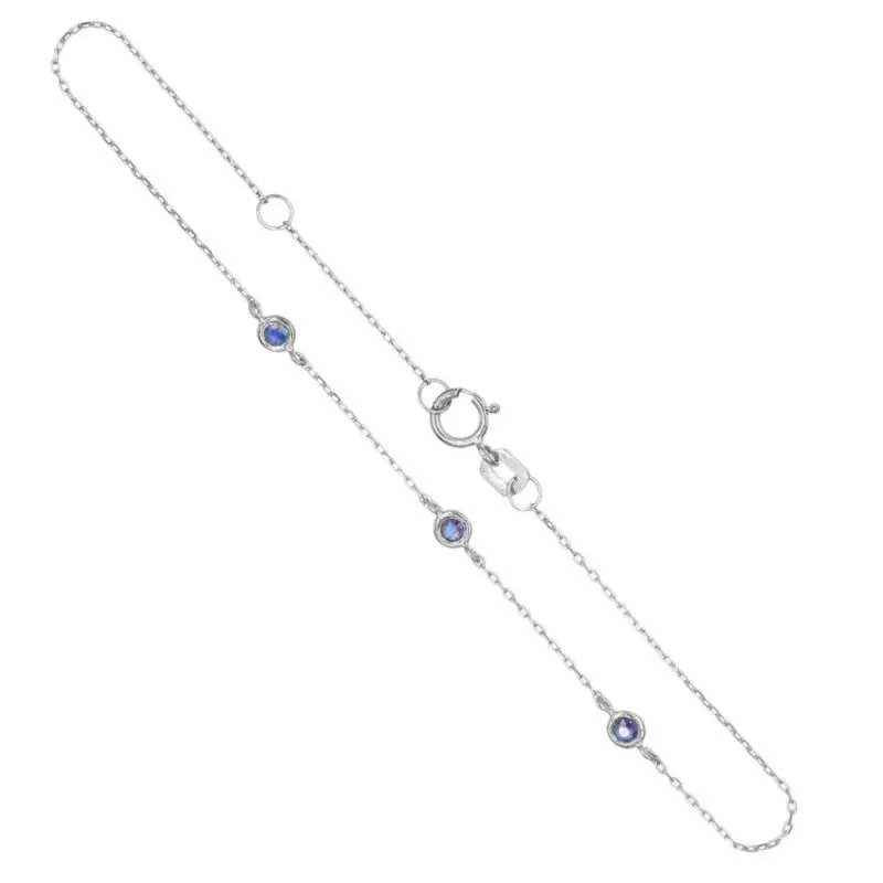 L'Atelier d'Azur 3 Saphirs bracelet or blanc 375/1000 18cm