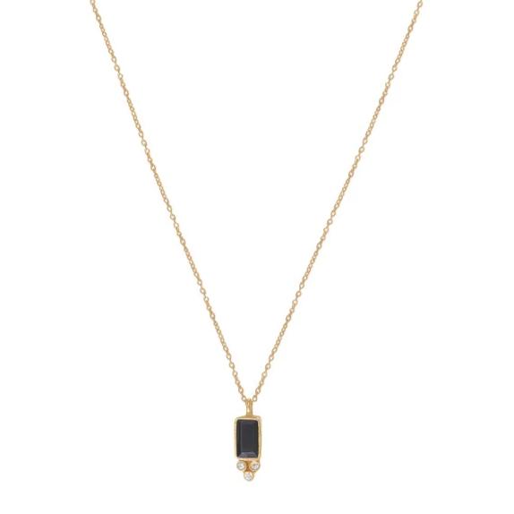 Leticia Ponti Molly collier onyx noir plaqué or 40 cm