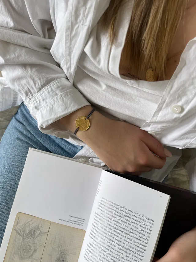 Le P'tit Franc Bracelet 20 centimes cordon pièce plaqué argent
