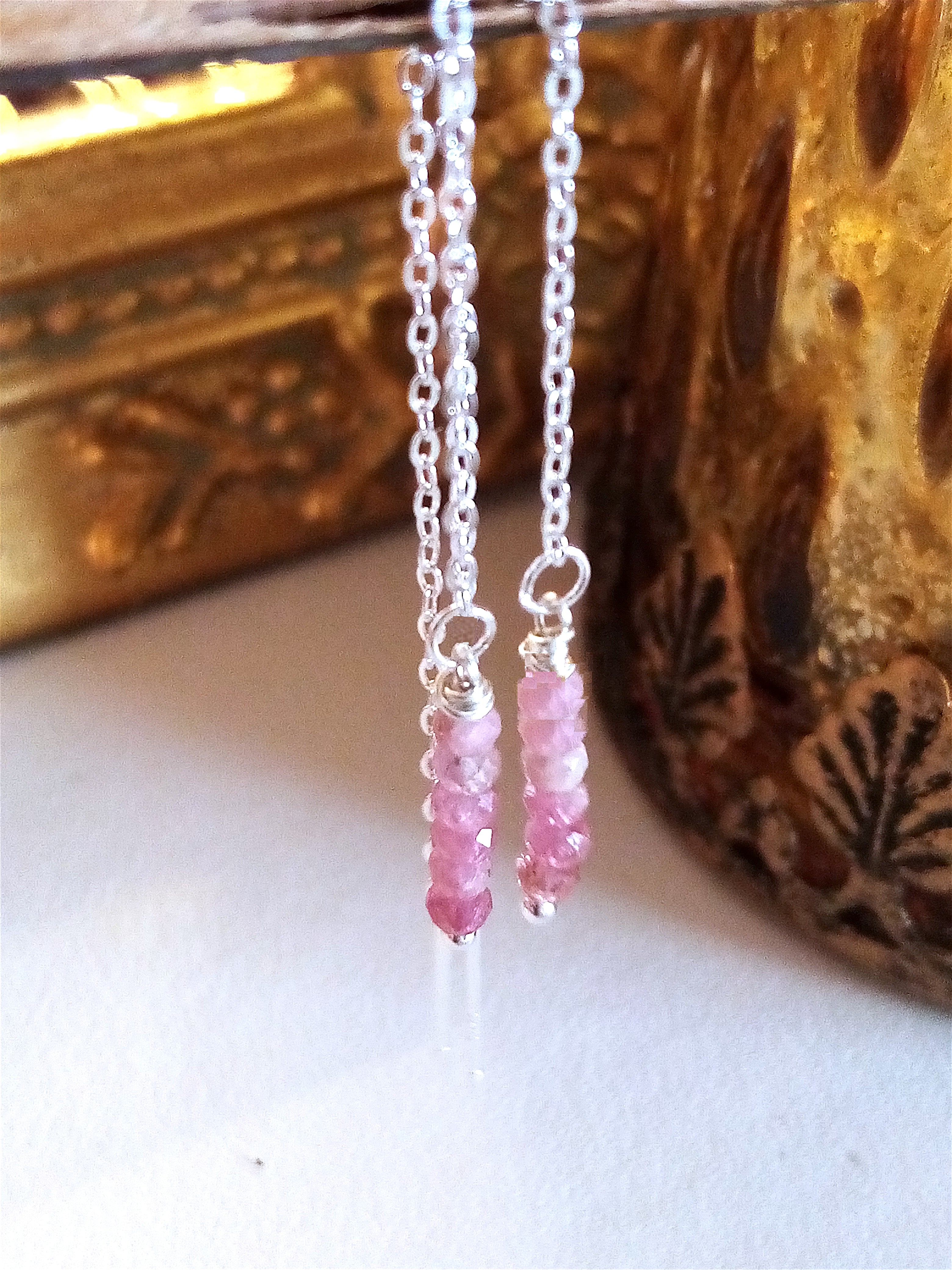 Ô PLUM Luna Tourmaline Rose boucles d'oreilles plaqué or pierre rose