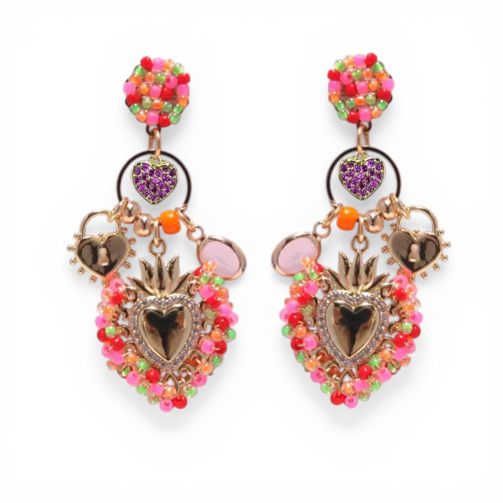 Hypnochic Ex Voto Sacré Rosario boucles d'oreilles cœur doré