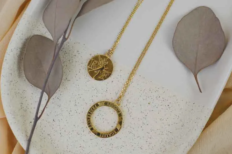 Le P'tit Franc Ensemble et Libre collier double pendentif 50 cm