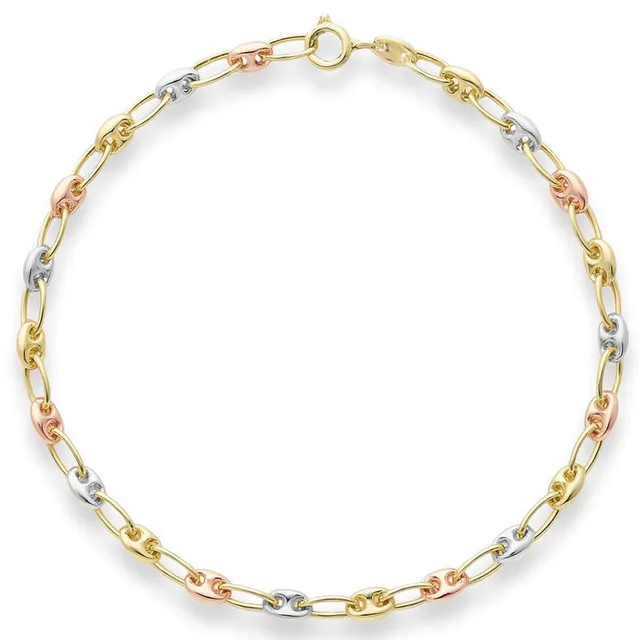 L'Atelier d'Azur Bracelet 3 Ors Grain de Café Tricolore Femme 18 cm