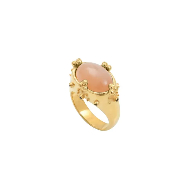 Leticia Ponti Alba bague pierre de lune rose taille 52 plaqué or