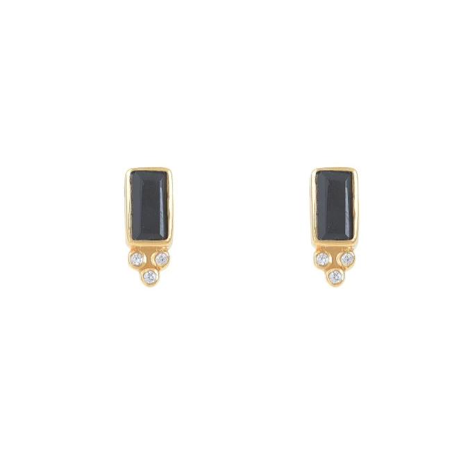 Leticia Ponti Molly boucles d'oreilles malachite pierre rectangle