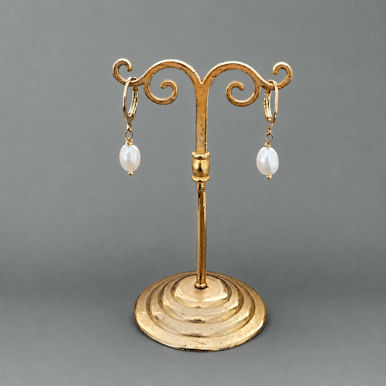 Ô Plum Charlie boucles perles baroques plaqué or 2,5 cm