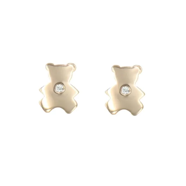 L'Atelier d'Azur Boucles ourson or jaune diamant enfant