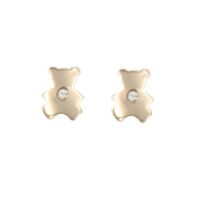 L'Atelier d'Azur Boucles ourson or jaune diamant enfant