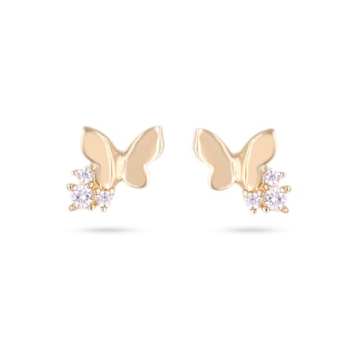 L'Atelier d'Azur Papillons boucles d'oreilles or jaune zirconiums