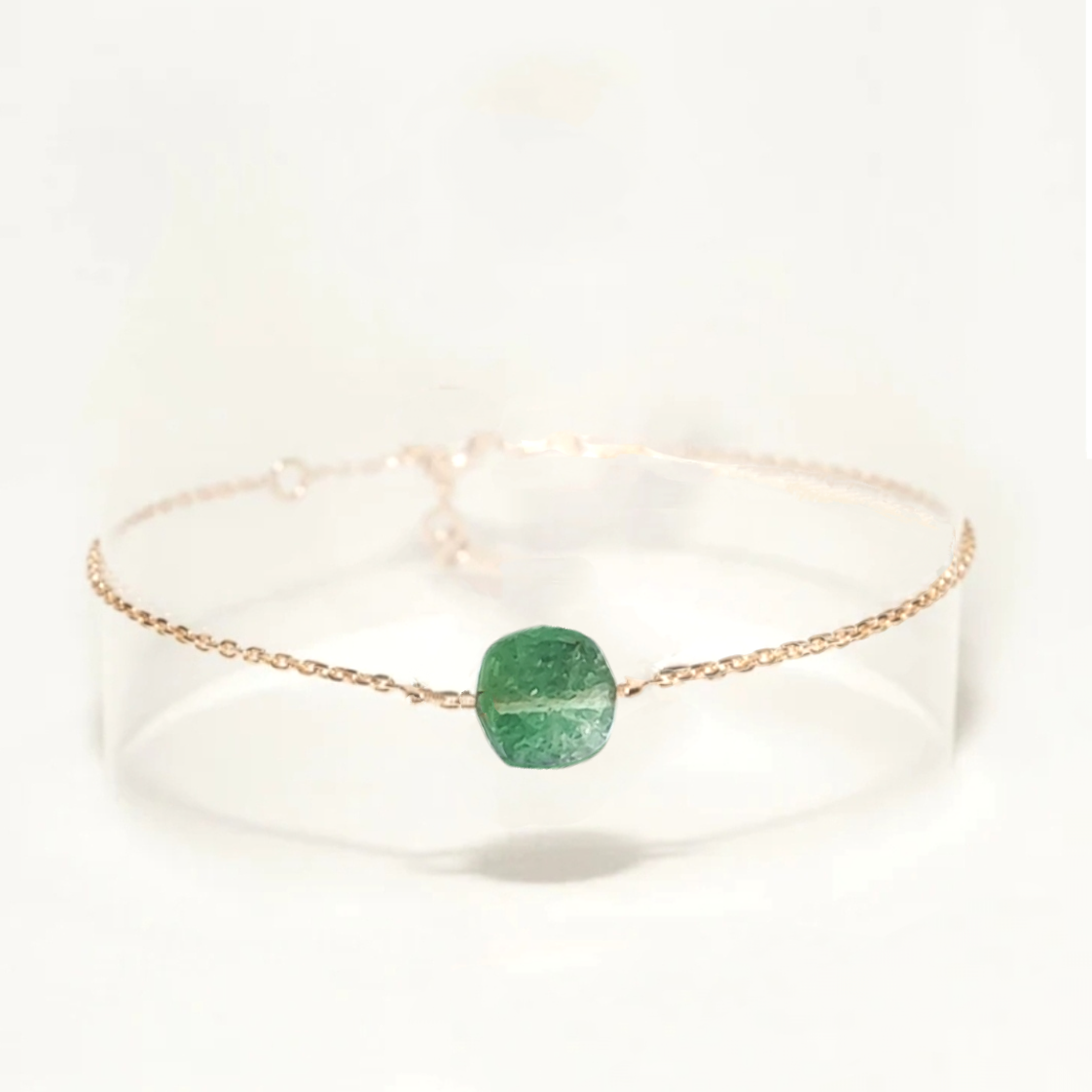 Ô PLUM Bracelet Aventurine SHENAA bracelet plaqué or 18 cm