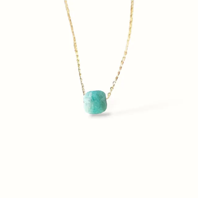 Ô Plum Shenaa collier amazonite plaqué or 42/45 cm