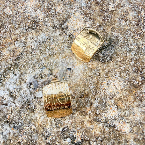 Le P’tit Franc Oscar boucles d’oreilles pièce 10 centimes