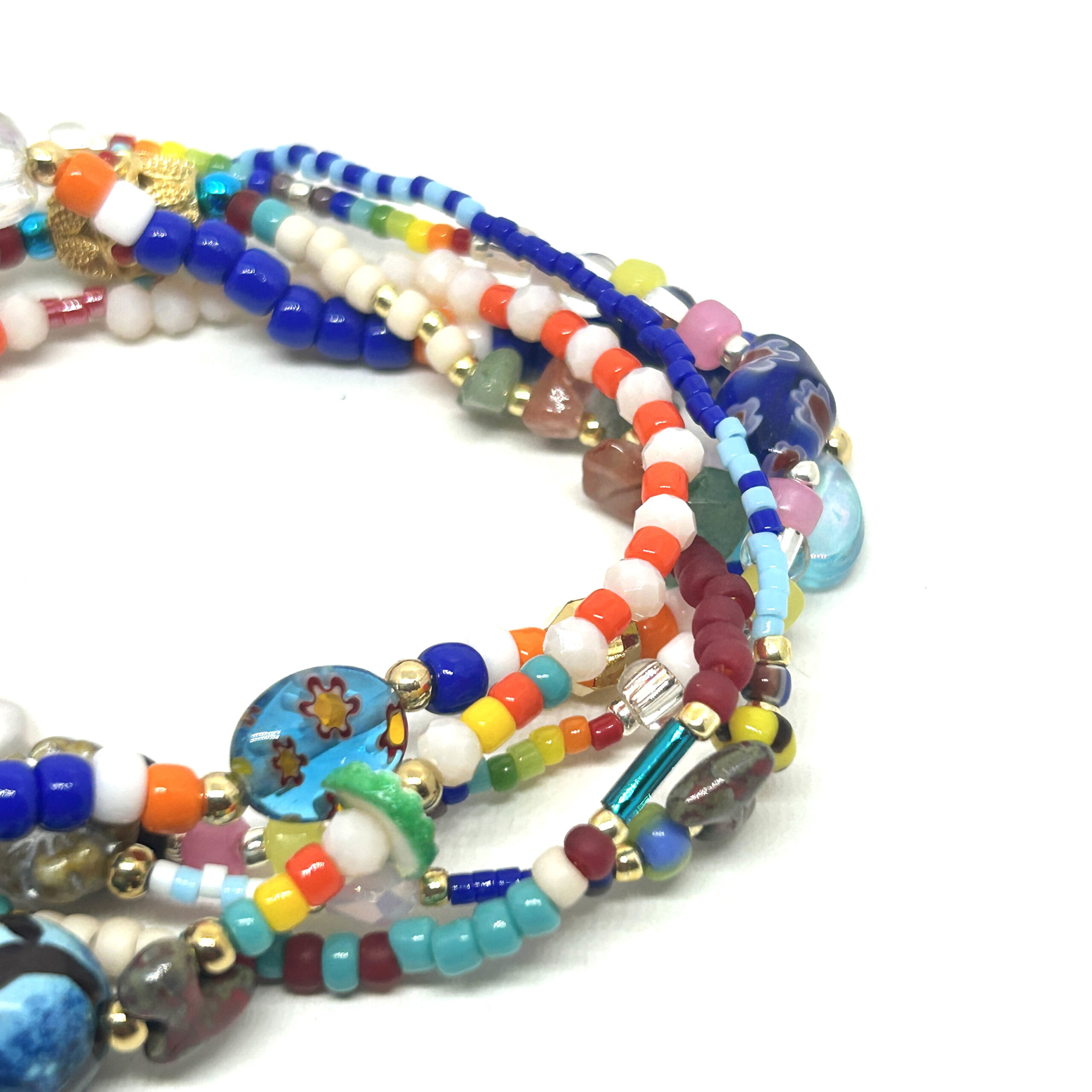 Hypnochic Sun bracelet multi-rangs pierres naturelles multicolore