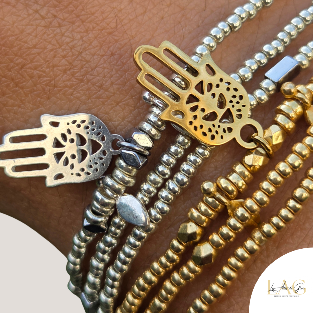 Les Ailes de Gloria Bracelet Multirangs Samira Gold doré fantaisie