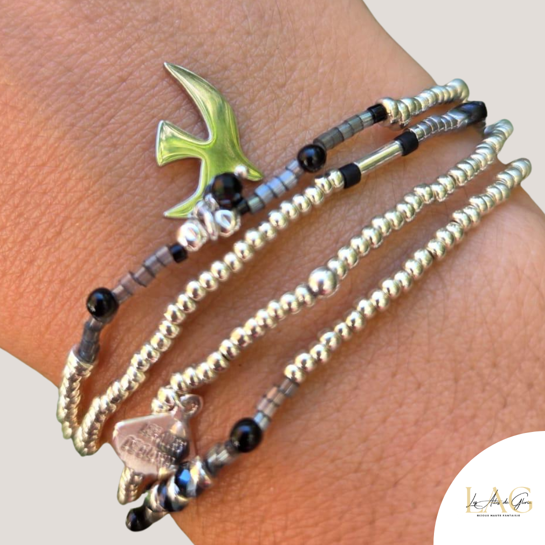 Les Ailes de Gloria Multirangs New Life Silver bracelet argenté