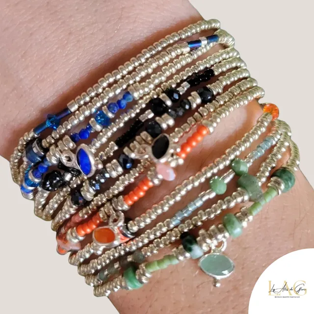 Les Ailes de Gloria Sand Silver Vertus bracelet multirangs