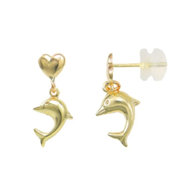 L'Atelier d'Azur Boucles Pendantes Coeur Dauphin Or 375