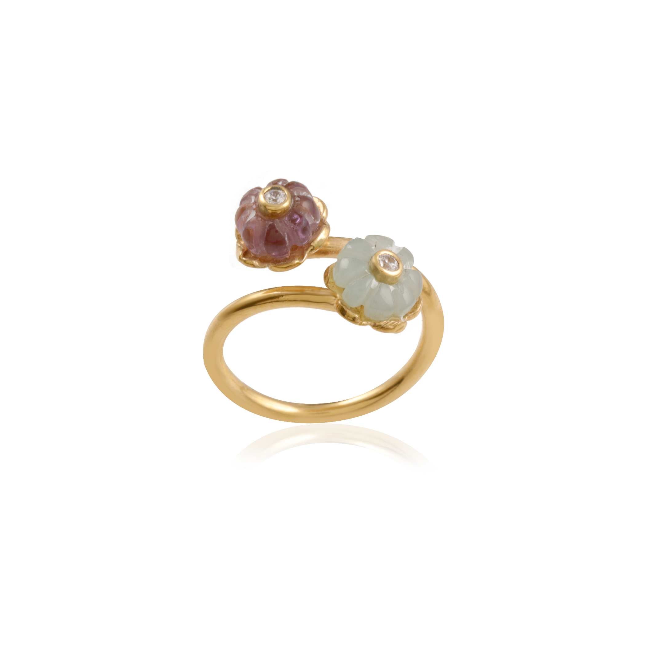 Leticia Ponti Odelia Tiny bague aventurine plaqué or ajustable
