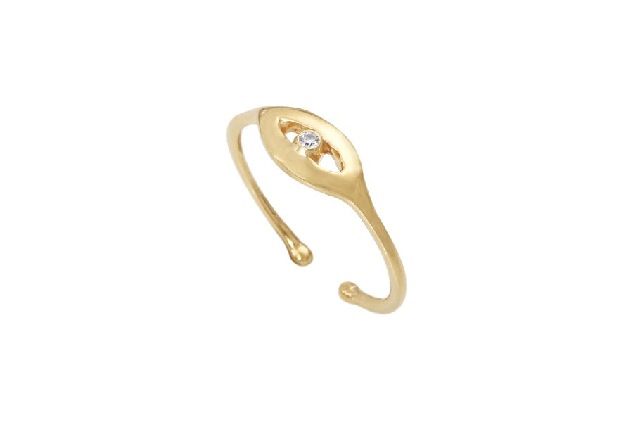 Leticia Ponti Eyes bague ajustable zircon blanc plaqué or