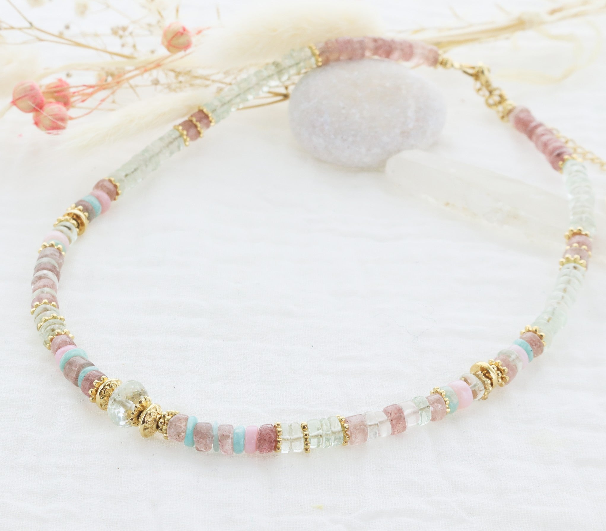 Leticia Ponti Lana choker quartz rose 38 cm