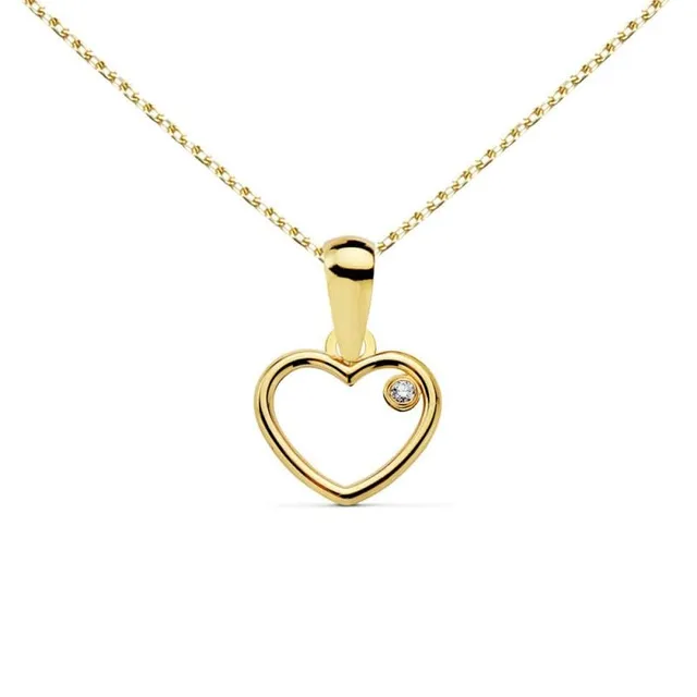 L'Atelier d'Azur Coeur pendentif or 18 carats zirconium chaîne offerte