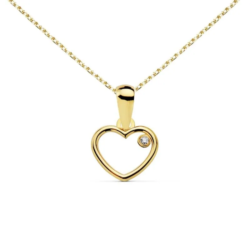 L'Atelier d'Azur Coeur pendentif or 18 carats zirconium chaîne offerte