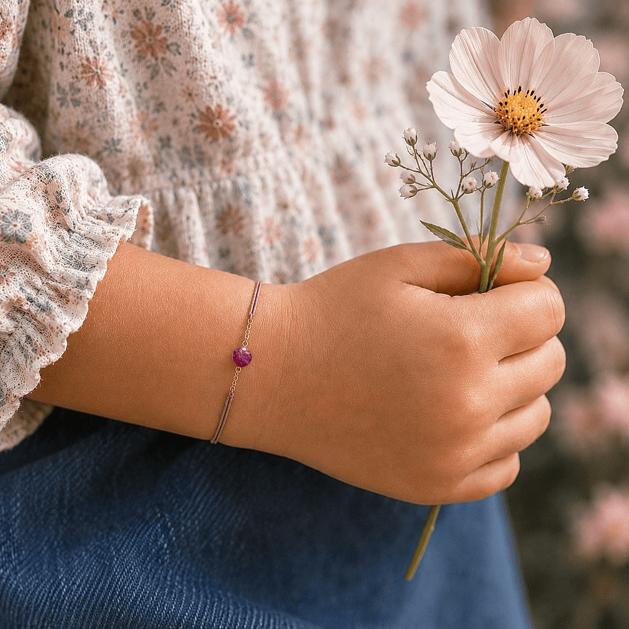 Ô PLUM Bracelets Cordon mini Rubis bracelet cordon rubis 4 mm