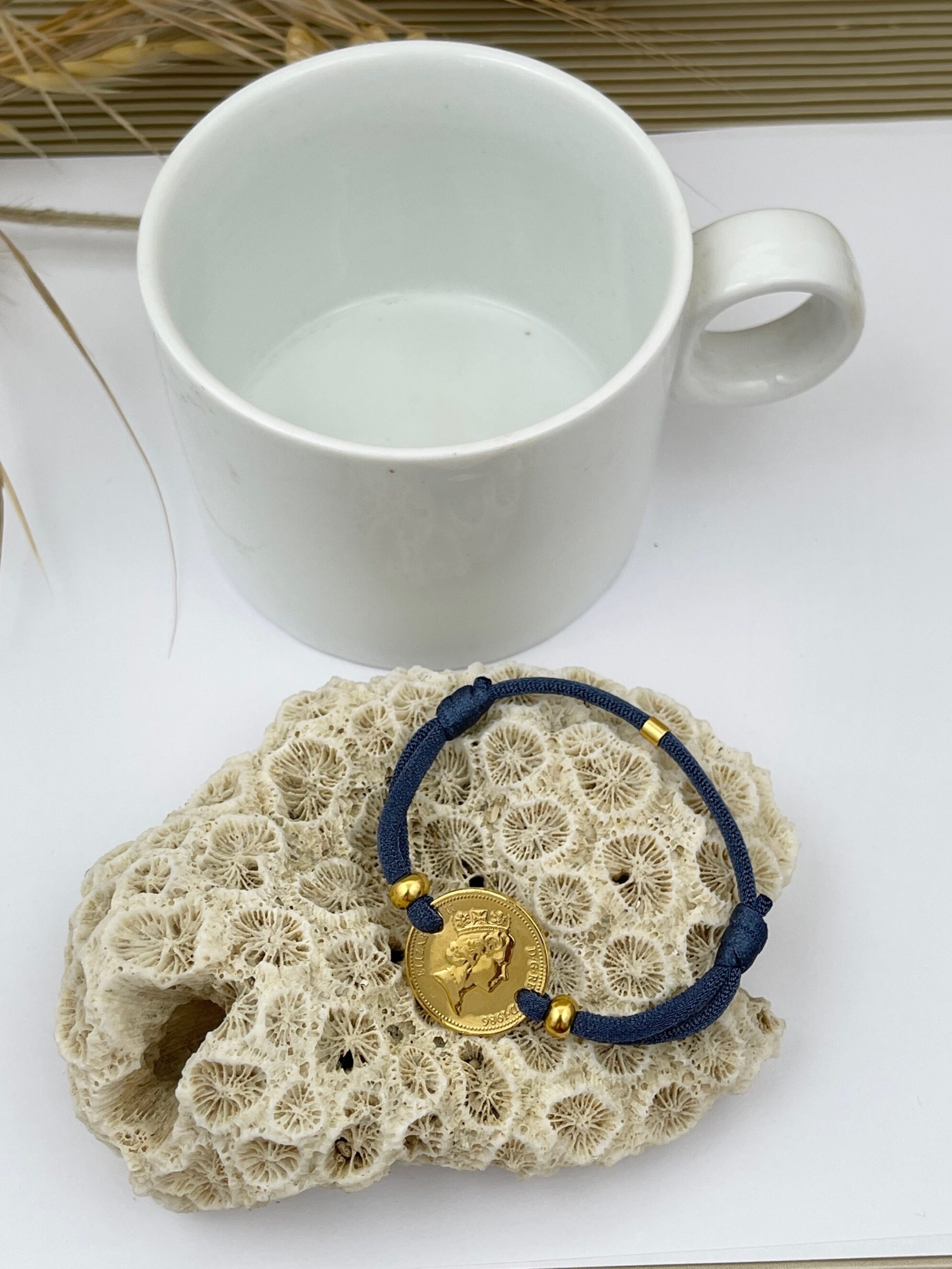 Le P’tit Franc One Penny bracelet cordon plaqué or
