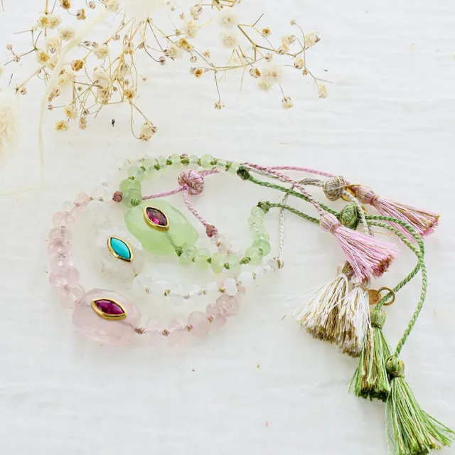 Leticia Ponti Porte Bonheur bracelet quartz lemon cordon