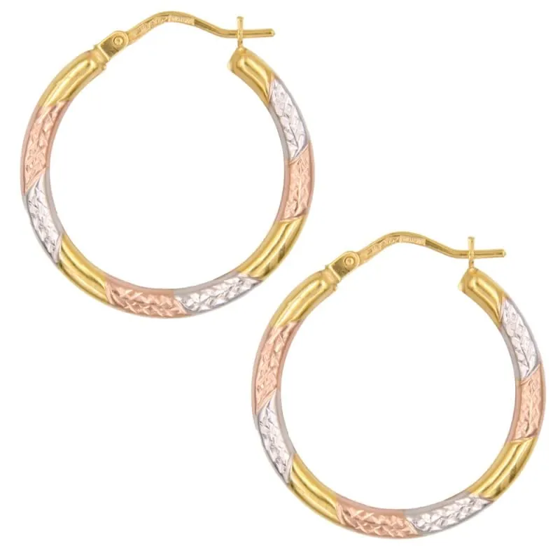 L'Atelier d'Azur Boucles 3 Ors Créoles Tricolore 9 Carats