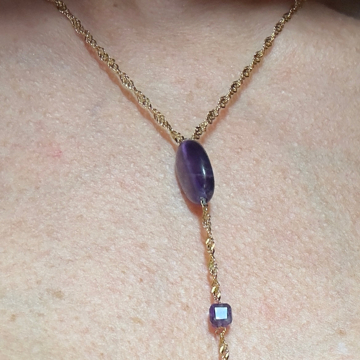 MAD SO CREATION Collier Isabelle améthyste 41 cm + tombant