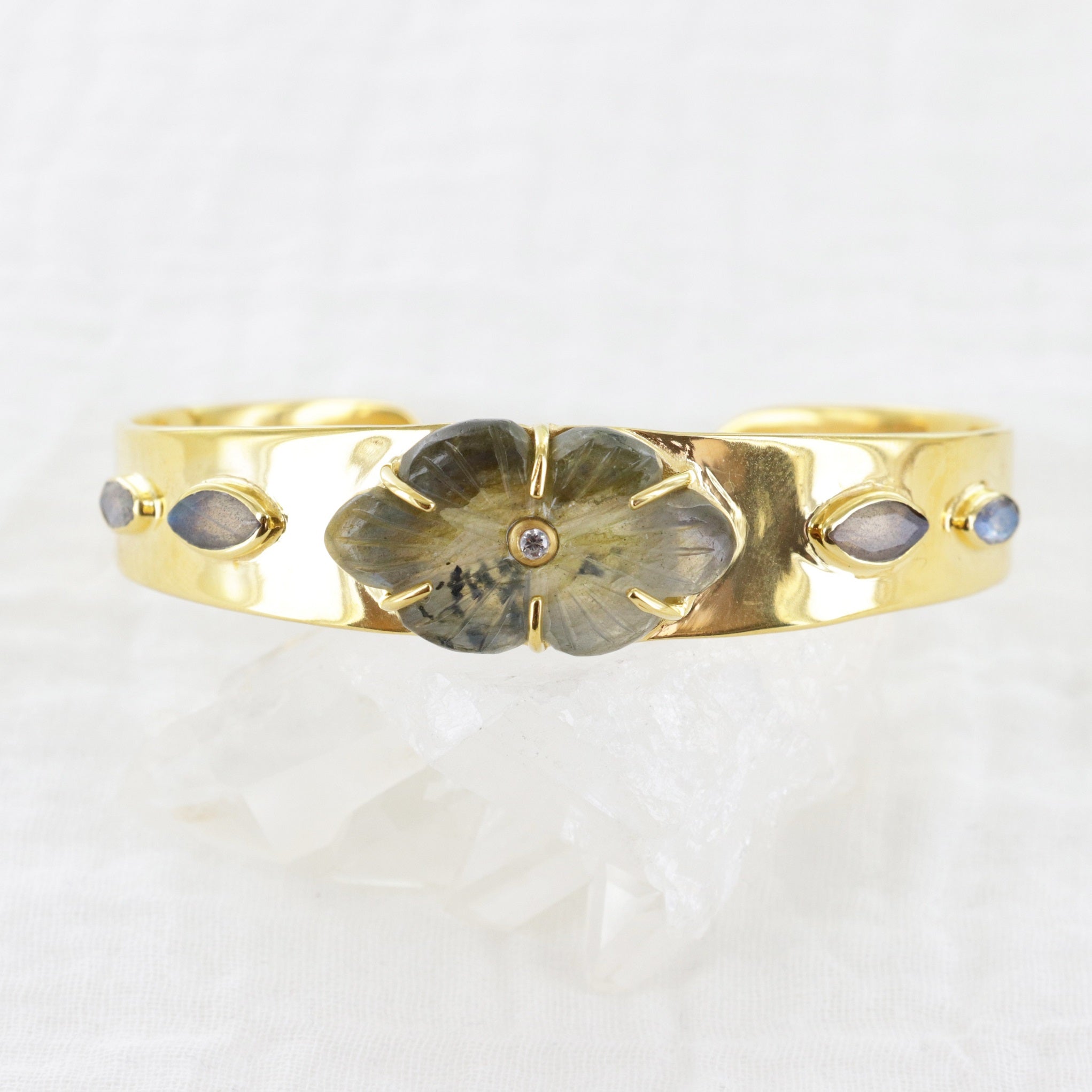 Leticia Ponti Camila Manchette plaqué or labradorite tourmaline