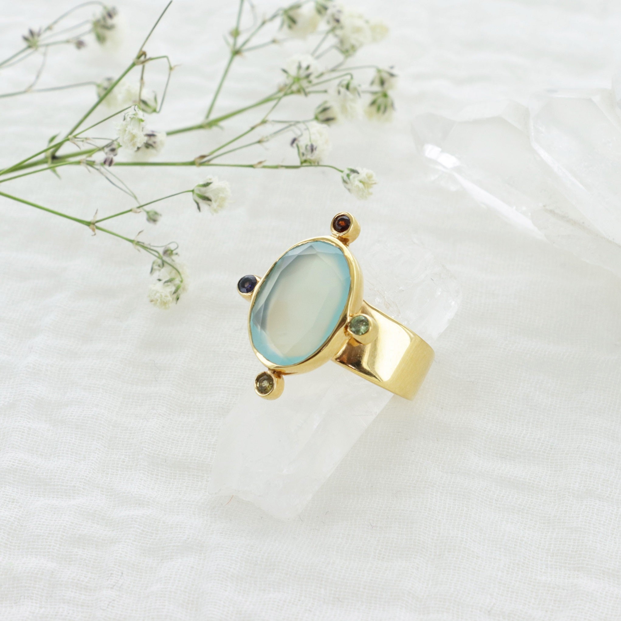 Leticia Ponti Joséphine bague ajustable labradorite