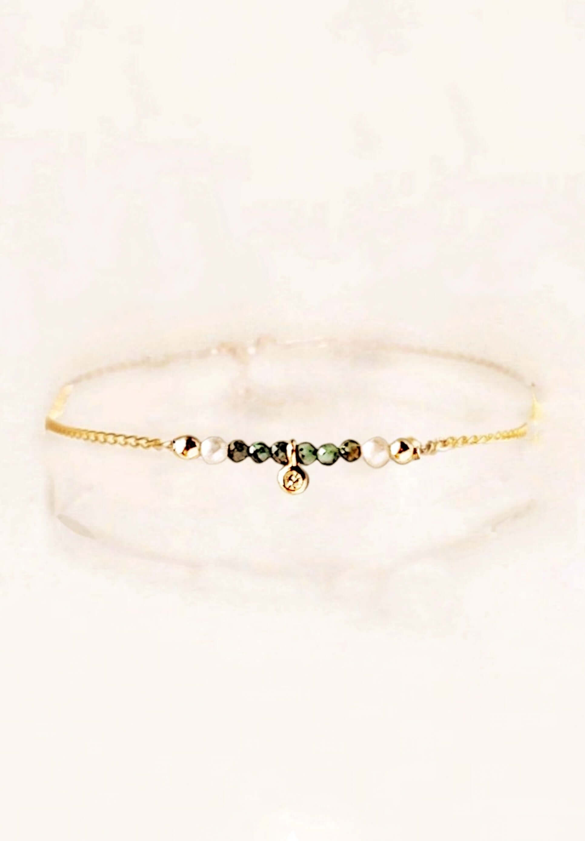 Ô PLUM Bracelet Turquoises Zircon plaqué or turquoise
