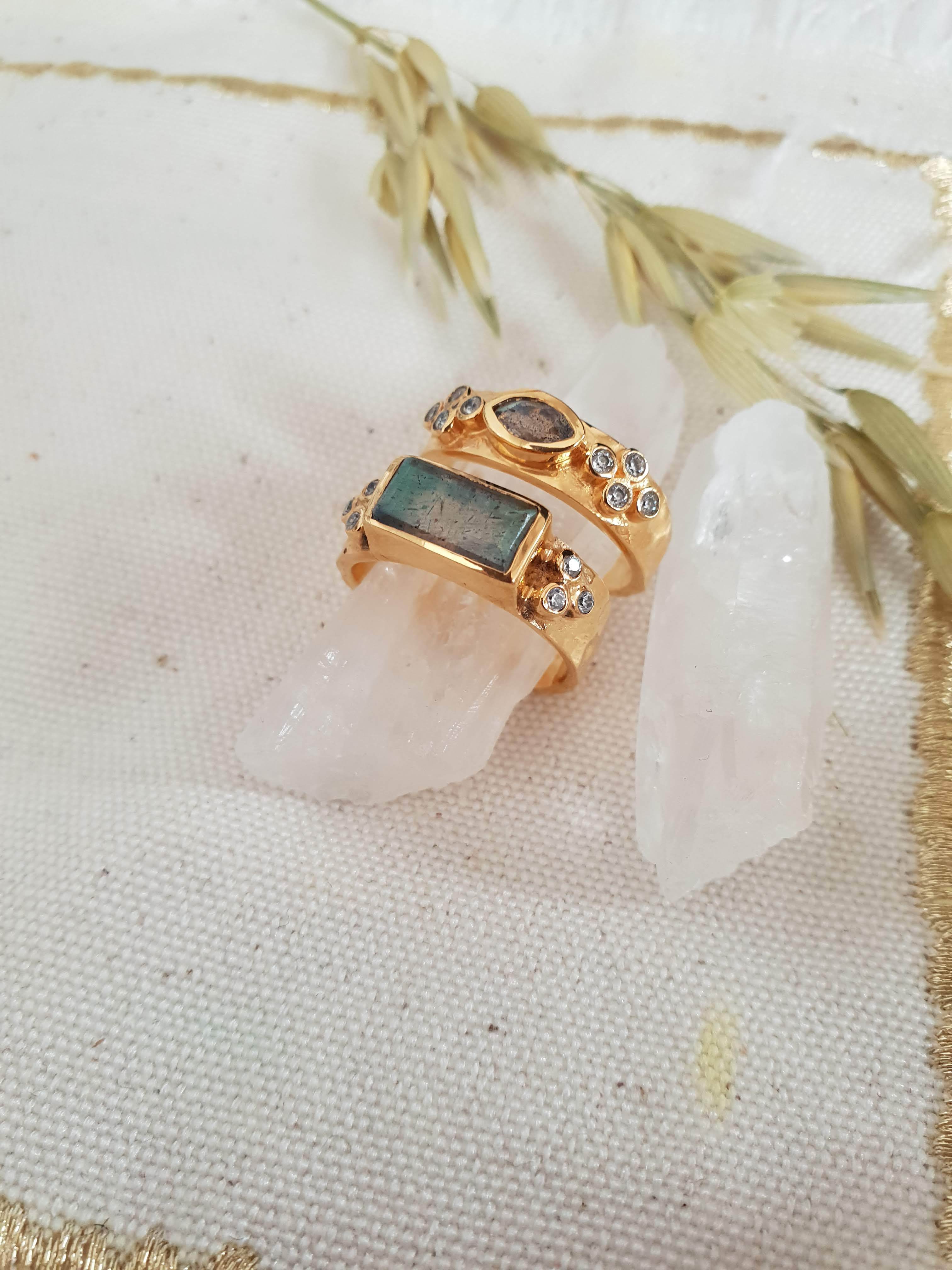 Leticia Ponti Molly Bague ajustable malachite verte zircons