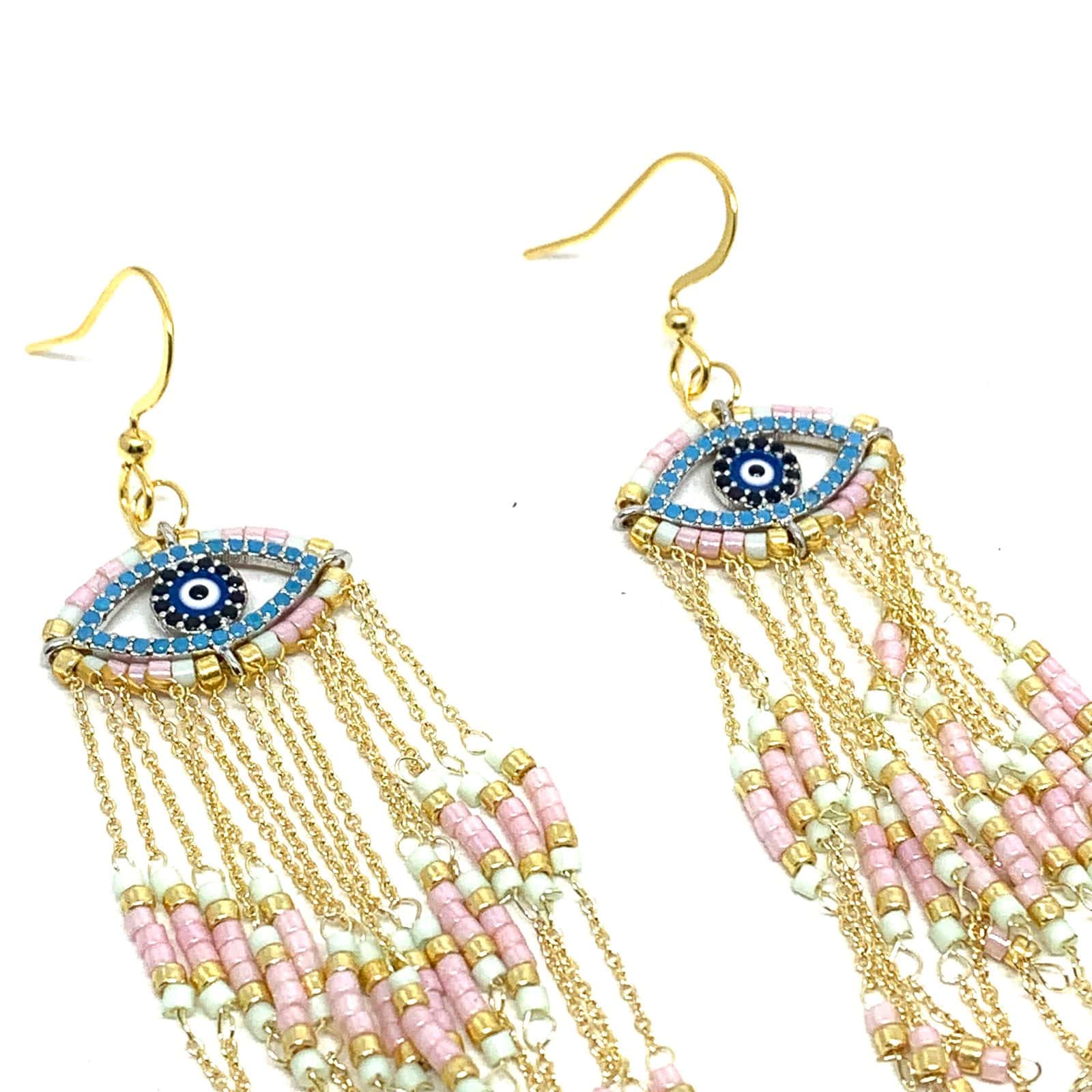 Hypnochic Satis Boucles d'Oreilles Dorées Œil Nacre