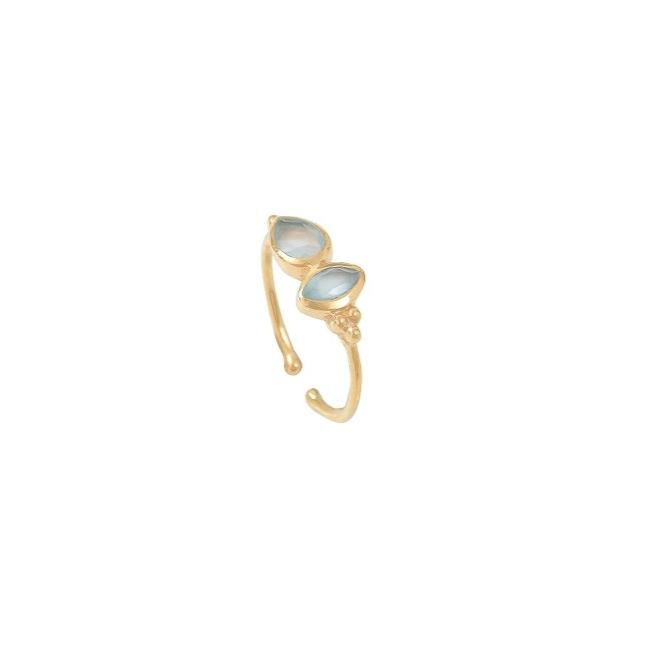 Leticia Ponti Jolene bague labradorite ajustable plaqué or