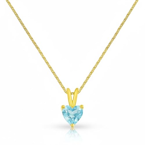 L'Atelier d'Azur Cœur Topaze Bleue Or Jaune Pendentif + Chaîne 9 carats