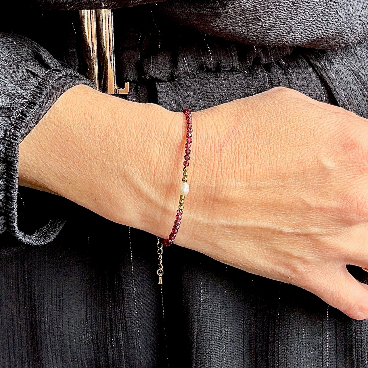 MAD SO CREATION Rudy bracelet grenat perle eau douce