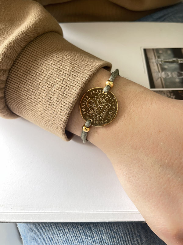 Le P’tit Franc 2 Francs bracelet cordon argent 26,5 mm