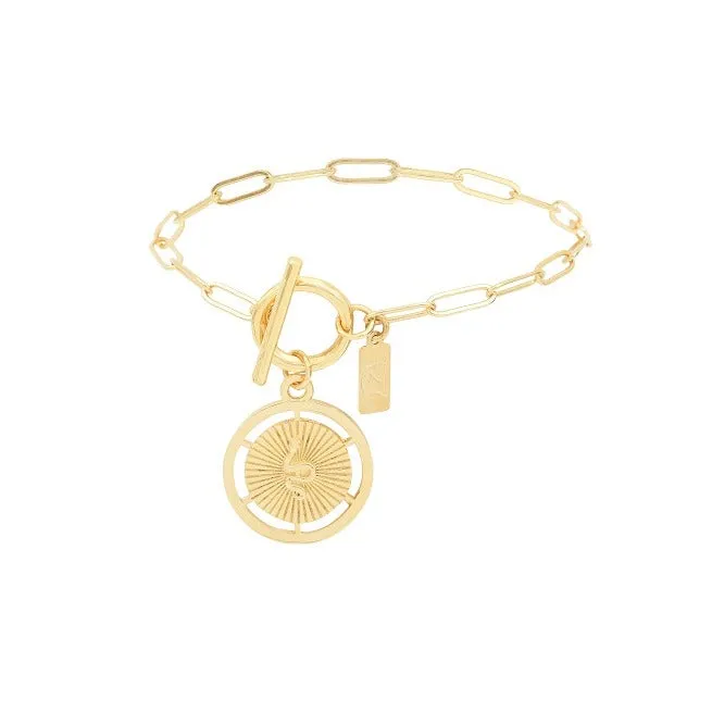 Leticia Ponti Serpent Bracelet Or Médaille Gravée 16-18 cm