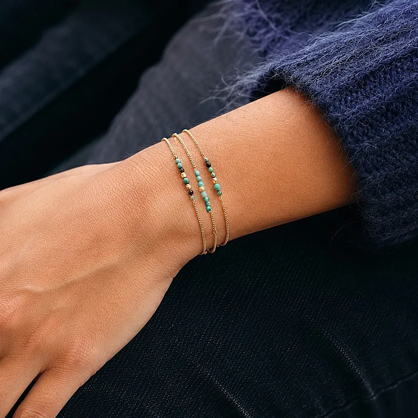Ô PLUM Bracelets Gaïa Triple Turquoises bracelet plaqué or