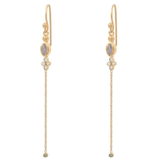 Leticia Ponti Marquise boucles d'oreilles pierre de lune 7 cm