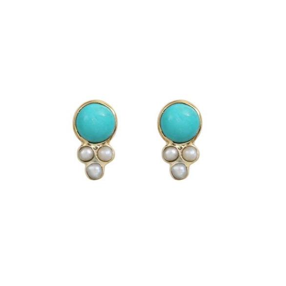Leticia Ponti Sofia puces d'oreilles turquoise plaqué or
